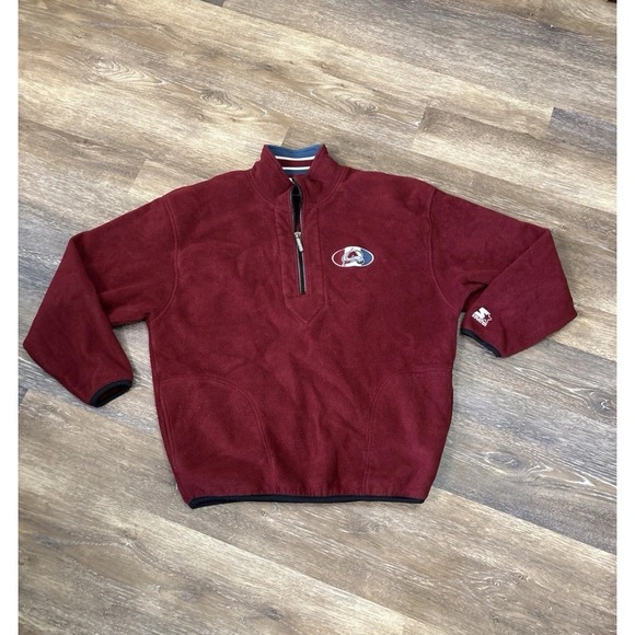 Vintage 90s Starter Colorado Avalanche NHL Fleece Pullove...